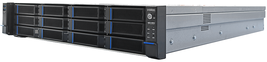Servidor rack VASTEC de 12 bahías para virtualización y nube privada
